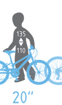 Dětská kola 20' jsou prvním kolem na kterém už lze jezdit na výlety. Na dětském kole 20' většinou dítě zažije první krůčky mimo ježdění 'okolo baráku'. Dětská kola 20' jsou vhodná pro děti vysoké cca 110-135cm.